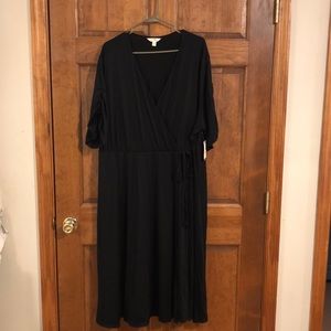 Black Faux Wrap Dress